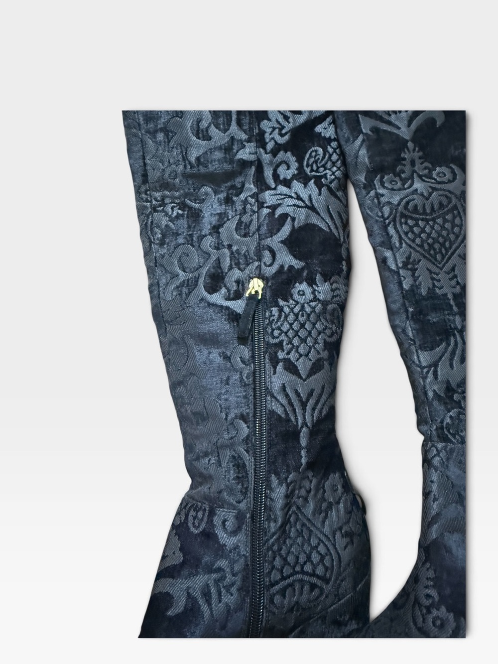Nine West Black Embossed Over-the-Knee Block Heel Boots - Picture 4 of 8
